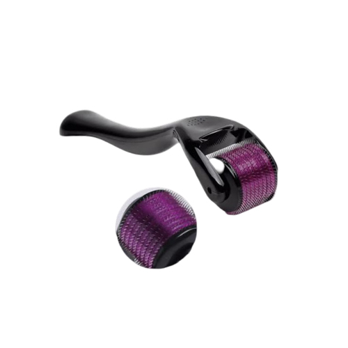 ديرما رولر / أسطوانة بإبرة صغيرة من التيتانيوم أسود/وردي