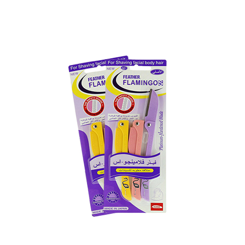 شفرات فلامنجو للسيدات لإزالة شعر الوجه والجسم مكوّنة من 3 شفرات أصفر/ وردي/ أرجواني